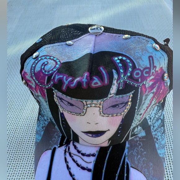 NEW HAT Crystal Rock Graphic baseball Cap womens  with Rhinestones